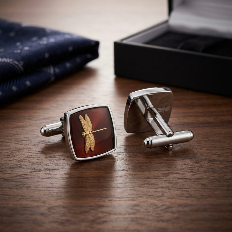 Elegant Dragonfly Motif Cufflinks