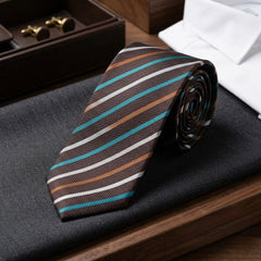Artisan Earth & Teal Striped Woven Necktie