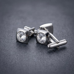 Elegant Crystal Square Cufflinks