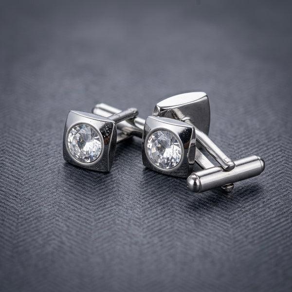 Elegant Crystal Square Cufflinks