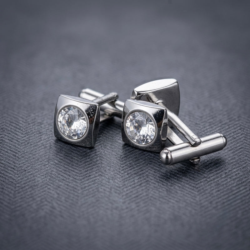 Elegant Crystal Square Cufflinks