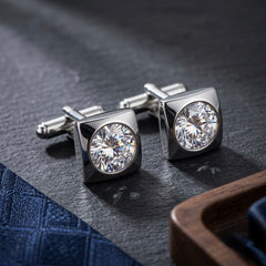 Elegant Crystal Square Cufflinks