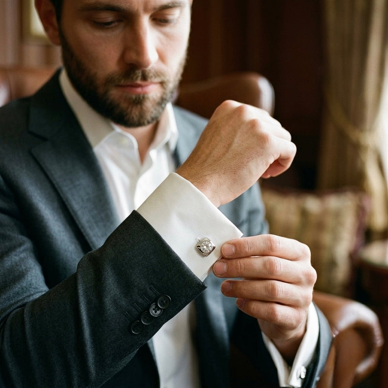 Elegant Crystal Square Cufflinks